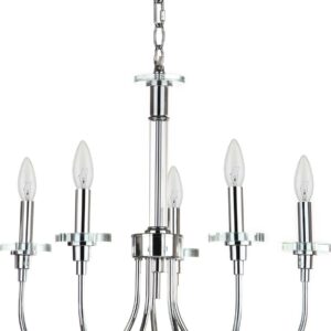 SAFAVIEH Sharon 5 Light 21 In. Dia. Adjustable Chandelier, Chrome