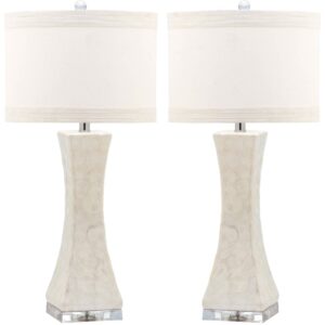 SAFAVIEH Shelley 30 in. H Coastal Concave Table Lamp, White, Set of 2