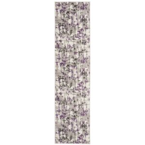 SAFAVIEH Skyler Langston Distressed Runner Rug, Grey/Purple, 2' x 18'
