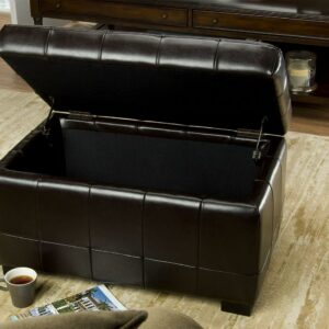 SAFAVIEH Small Manhattan Rustic Tufted Storage Bench, Brown