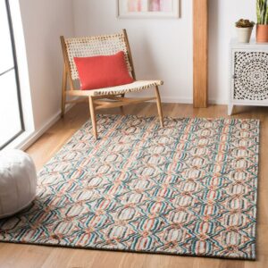 SAFAVIEH Trace Shavonne Geometric Trellis Wool Area Rug, Light Blue/Blue, 3' x 5'