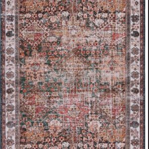 SAFAVIEH Tucson Faith Traditional Machine Washable Area Rug, 5' x 8', Ivory/Green