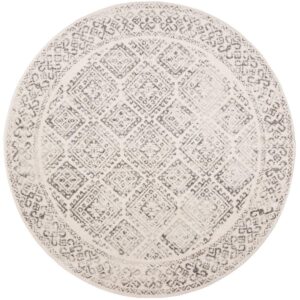 SAFAVIEH Tulum Ophelia Bordered Geometric Area Rug, 10' x 10' Round, Ivory/Grey
