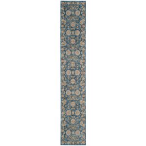 SAFAVIEH Vintage Persian Maggie Distressed Polyester Runner Rug, Turquoise/Multi, 2'2" x 12'