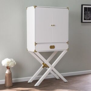 SEI Cammipel Tall Transitional Bar Cabinet with Storage in White & Gold finish