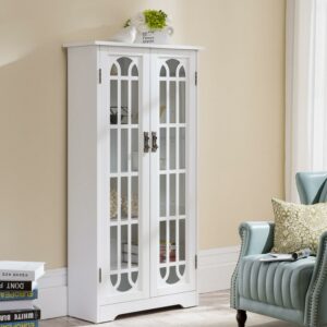 SEI Furniture Window Pane Media Cabinet - White 26.25 x 47.75 with Two Adjustable Shelves