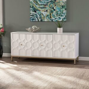SEI Furniture Gramdlynn Antique White Three Door Accent Cabinet 59 x 15.75 x 26