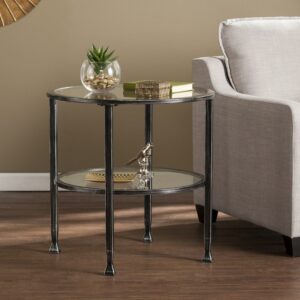 SEI Furniture Jaymes Metal/Glass Round End Table - Black 24 x 24 Freestanding End Tables