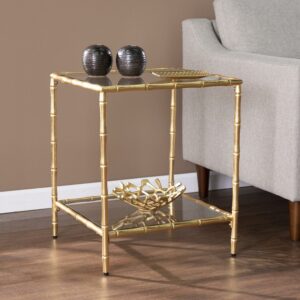 SEI Furniture Oversley Glass-Top Accent Table 19.25 x 23 Freestanding Accent Tables