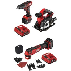 SKIL Brushless 12V Cordless Drill Driver, Circular Saw, and Oscillating Multi Tool Kit