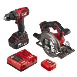 SKIL PWR CORE 20™ Brushless 20-Volt Drill Driver and Circular Saw Kit with 4.0Ah Battery and PWR Assist™ USB Adapter, CB7475-1A