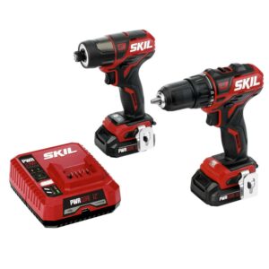 SKIL CB736701 PWR CORE Brushless 12V Drill and Impact Driver Kit with PWR JUMP Charger, Compact Size