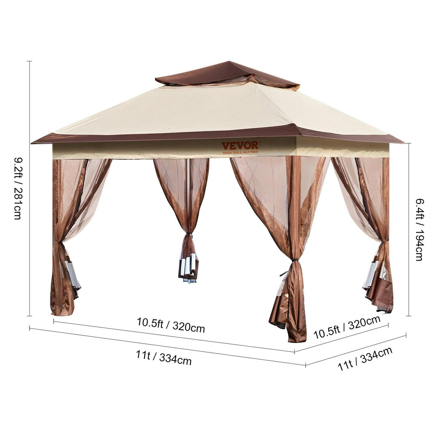 BENTISM Patio Gazebo, 11 x 11 FT Pop up Gazebo Tent for 8-10 Person, with Mosquito Netting, Metal Frame, and PU Coated 250D Oxford Cloth, Outdoor Canopy Shelter - Image 8