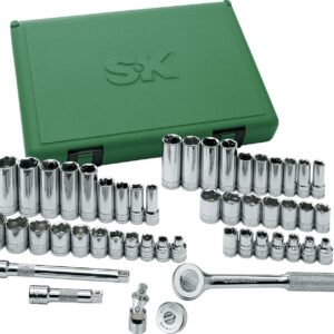SK 94549 Fractional Socket Set - 3/8-In. Drive 6 Point Metric Tools, 49-Piece Plastic Socket Case. SuperKrome Finish Fractional Handtools