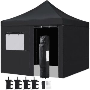 Alden Design 10' x 10' Enclosed Outdoor Canopy with Wheeled Carry Bag, Black