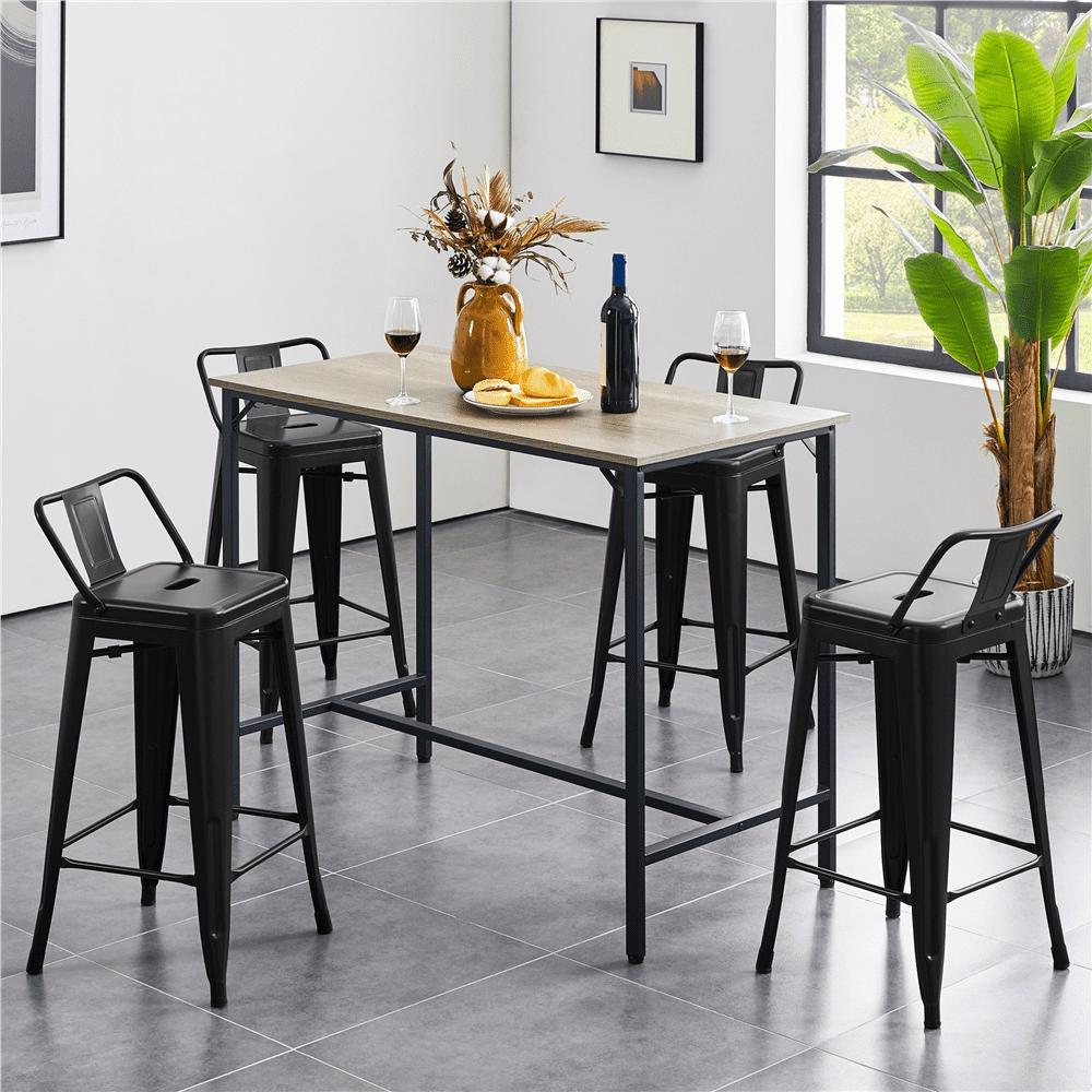 Alden Design 26" Metal Counter Bar Stools with Low Back for Home Bar, 4pcs, Black - Image 3