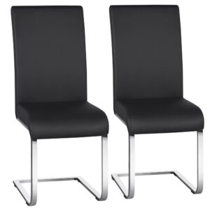 Alden Design 2PCS Modern PU Leather High-back Dining Chairs for Kitchen, Black