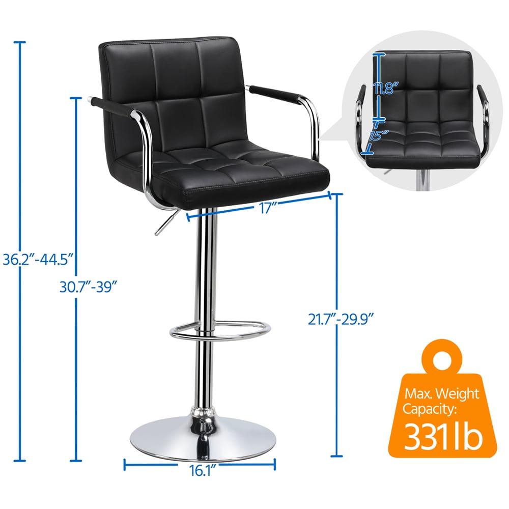 Alden Design Set of 2 Faux Leather Swivel Bar Stools, Black, Adjustable Height - Image 4