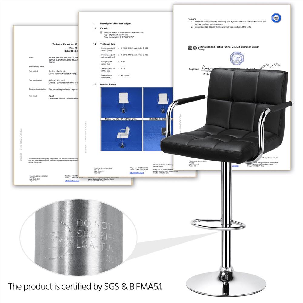 Alden Design Set of 2 Faux Leather Swivel Bar Stools, Black, Adjustable Height - Image 5