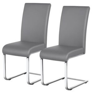 Alden Design 2pcs PU Leather Dining Chair Highback for Home, Light Gray