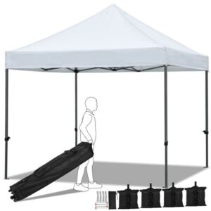 Alden Design Adjustable Pop-up Canopy Heavy Duty Waterproof Gazebo Instant Tent with Wheeled Carry Bag Party Garden Wedding Camping Outdoor,White