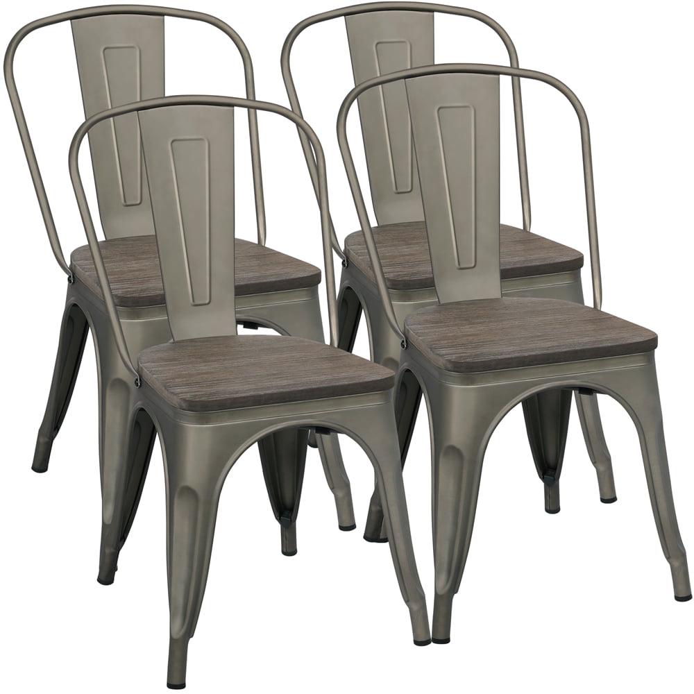 Alden Design Dining Chair, Set of 4, Gun Metal