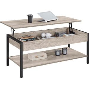 Alden Design Industrial Lift Top Coffee Table with Hidden Compartment, Gray