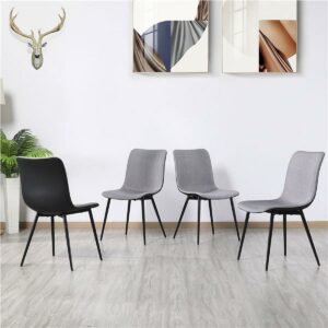 SMILE MART Mid-Century Modern Nordic Style Upholstered Dining Chairs, Set of 4, Gray