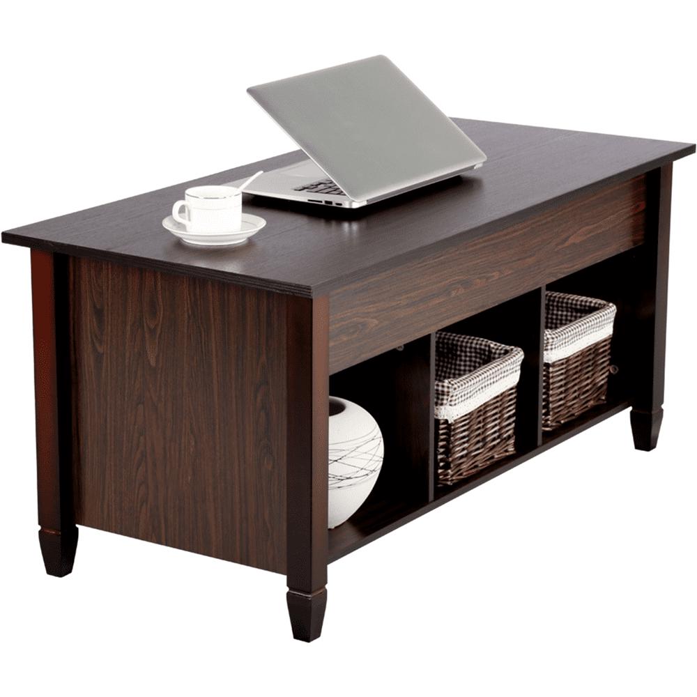Alden Design Modern Lift Top Coffee Table with 3 Storage Compartments, Espresso - Image 6