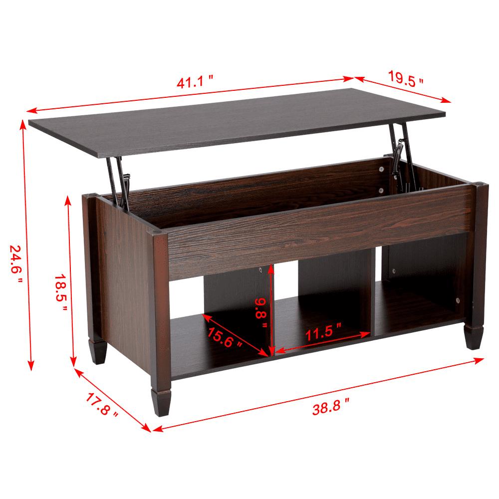 Alden Design Modern Lift Top Coffee Table with 3 Storage Compartments, Espresso - Image 2