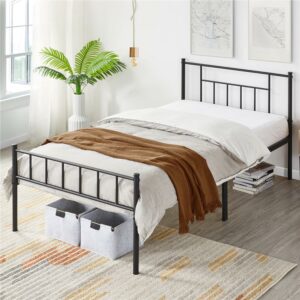 Alden Design Modern Spindle Headboard & Footboard Metal Twin Bed, Black