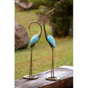 SPI Hand Painted Aluminum Stylized Garden Crane Pair