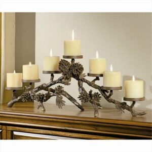 SPI Aluminum Pine Cone Mantelpiece Candle Holder