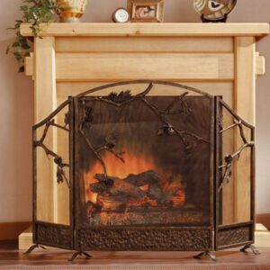SPI Weathered Brown Lodge Style Pinecone Fireplace Screen