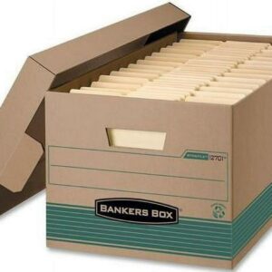 STOR/FILE Medium-Duty Storage Boxes Letter Files, 12.88" x 25.38" x 10.25", Kraft/Green, 12/Carton