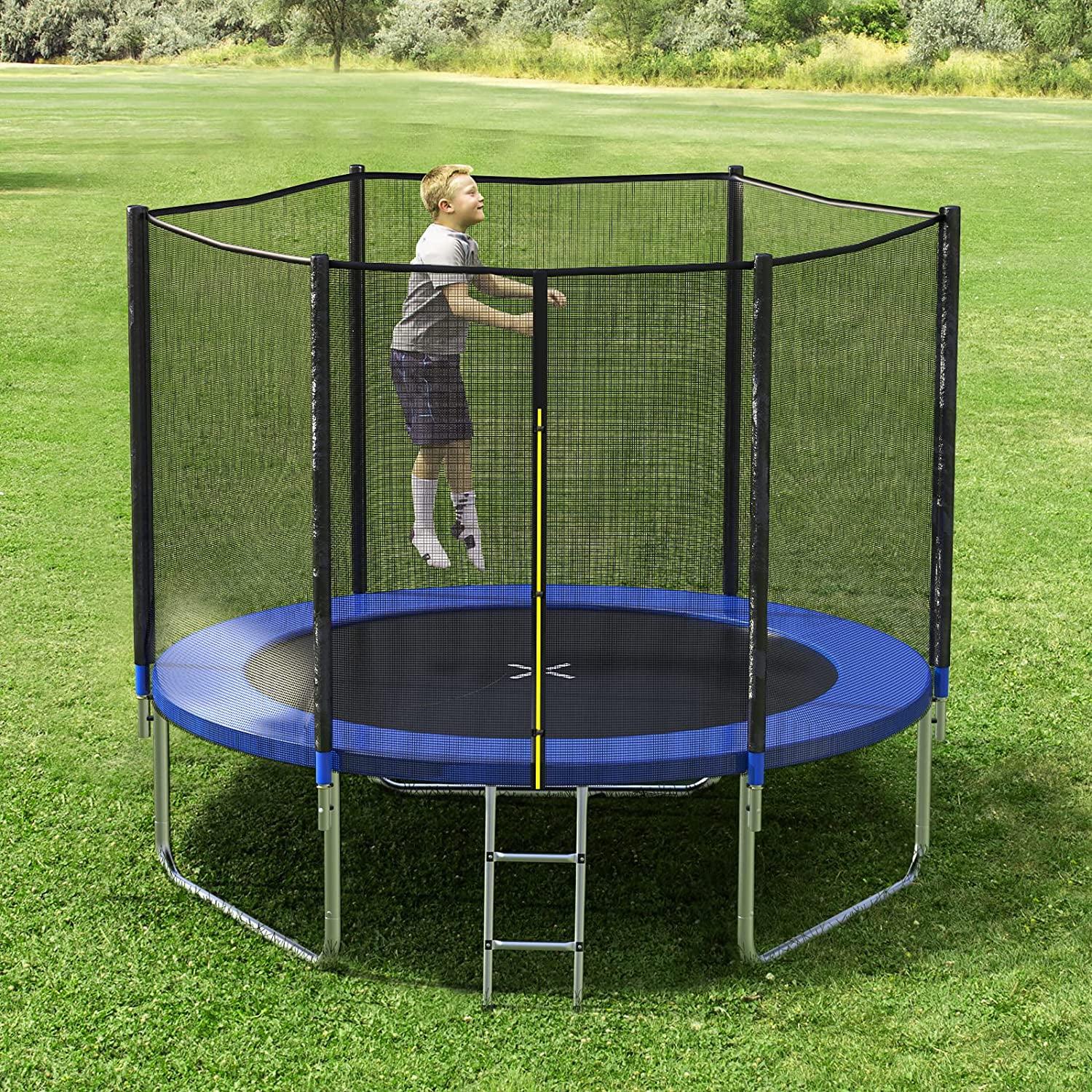 SUGIFT 10ft Trampoline with Safe Enclosure Net