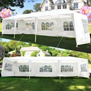 SUGIFT 10'x30' Wedding Party Tent Outdoor Canopy Tent with 5 Side Walls White