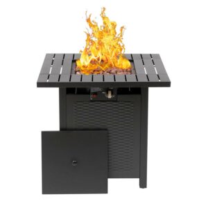 SUGIFT 28" Outdoor Gas Fire Pit Table 50,000 BTU Square Propane Fire Pit Table W/ Cover