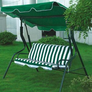 SUGIFT 3-Seat Patio Outdoor Porch Swing Glider Chair with Canopy, Green