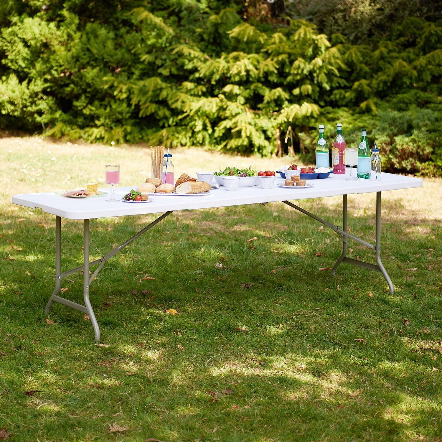 SUGIFT 8 ft Folding Table Rectangular White Folding Plastic Table - Image 2