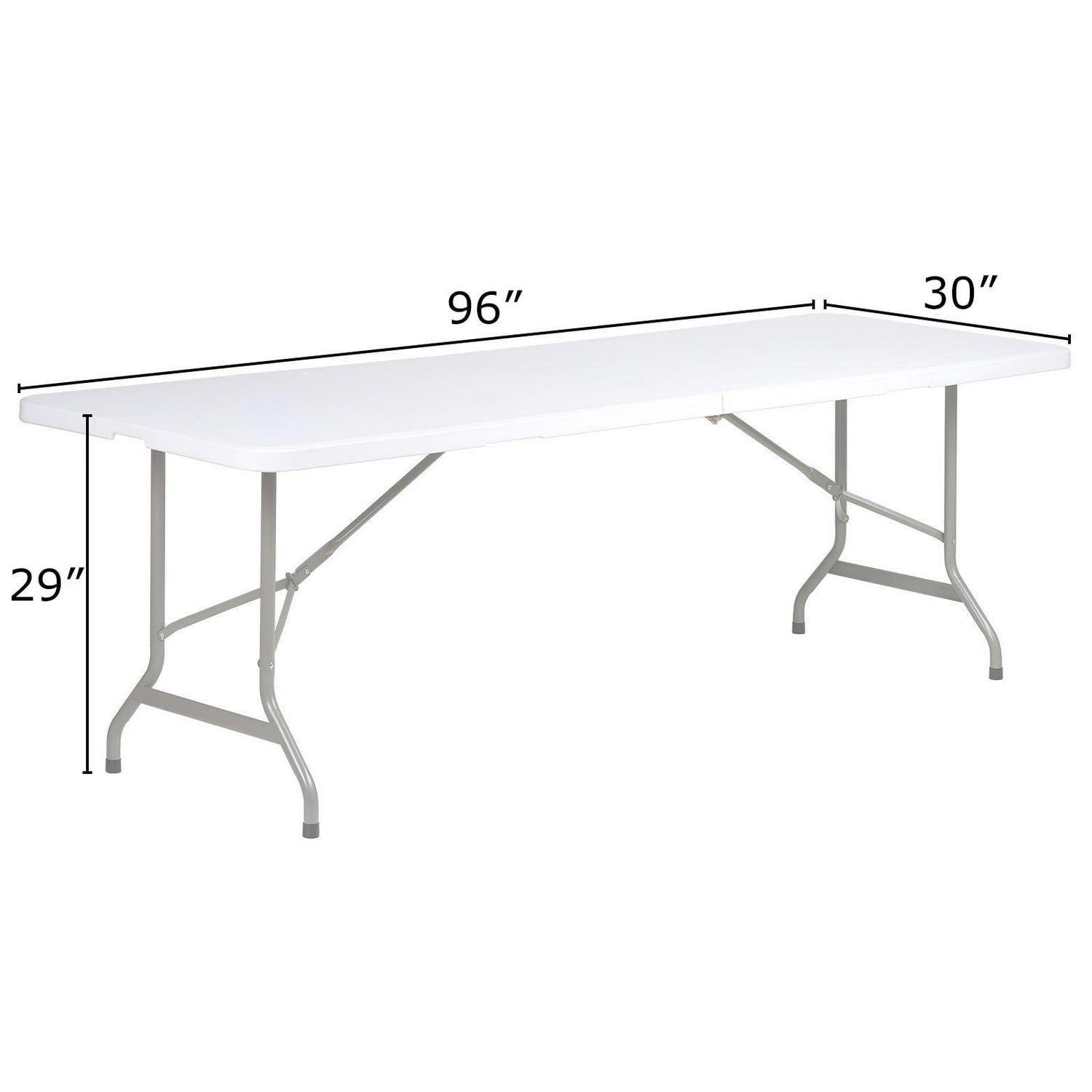 SUGIFT 8 ft Folding Table Rectangular White Folding Plastic Table - Image 5