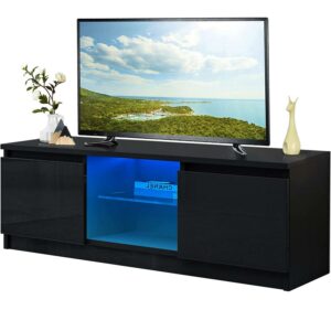 SUGIFT Modern TV Stand for TVs up to 55", Black