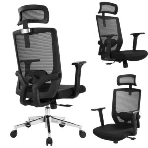 SUGIFT Ergonomic High Back Office Chair with Wheel 3D Armrests and Headrest, Black