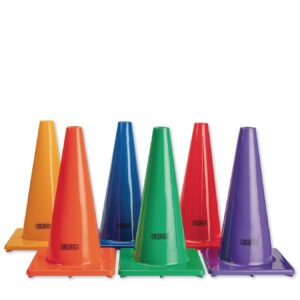 S&S Worldwide Heavy Duty Flexible Vinly Poly Cones 18" High, Set of 6. Extra Thick Soft Molded Vinyl with a Wide Stable Base