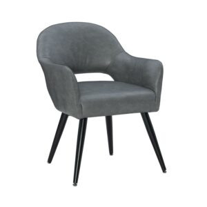 Sadler Upholstered Dining Chair, Gray Fabric with Black Legs