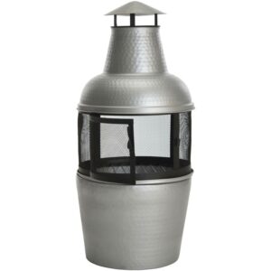 Safavieh 40" Silver Finish Iron Chiminea