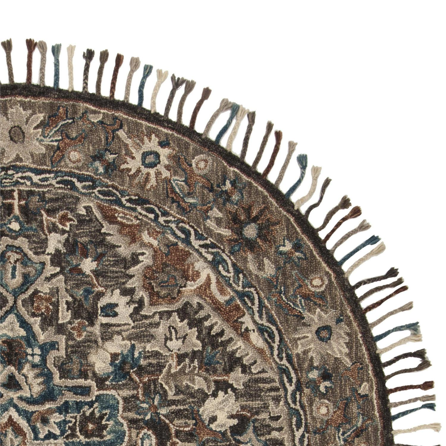 SAFAVIEH Aspen Lance Oriental Wool Area Rug, Charcoal/Light Brown, 7' x 7' Round - Image 3