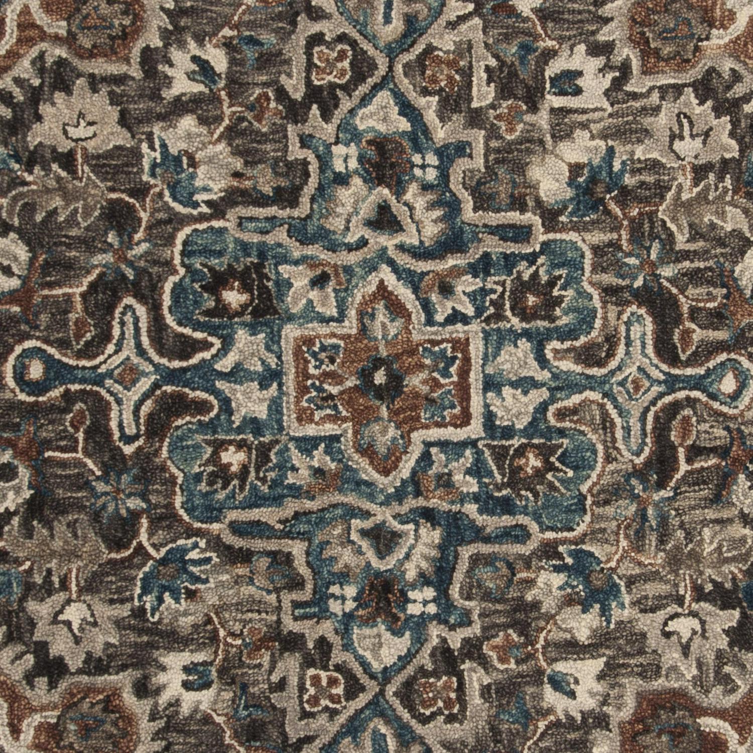 SAFAVIEH Aspen Lance Oriental Wool Area Rug, Charcoal/Light Brown, 7' x 7' Round - Image 2