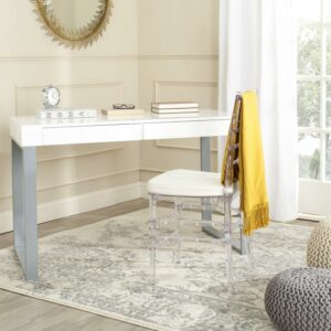 SAFAVIEH Barton Modern Glam Lacquer Writing Desk, White