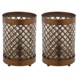 Safavieh Borden 11.5 in. H Hurricane Table Lamp, Gold, Set of 2